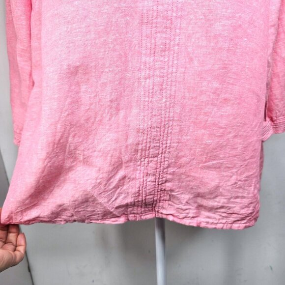 Liz Claiborne Red Linen V Neck Top Lagenlook - Picture 6 of 8